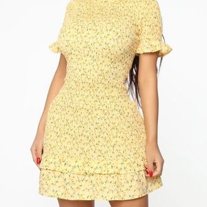 Yellow Floral Mini Dress